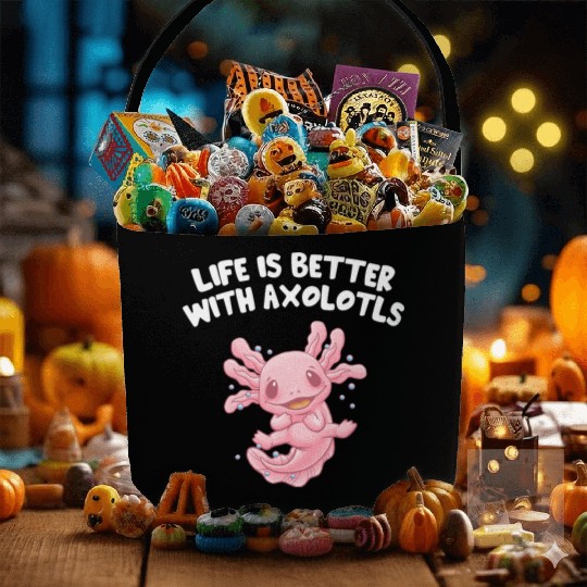 Life Is Better with Axolotls Salamander Sayings Ax Fabric Baskets