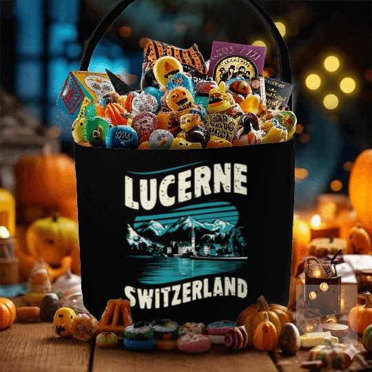 Lucerne Switzerland Souvenir Scenic Mountains Fabric Baskets