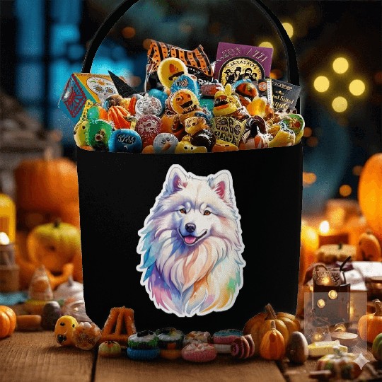 Samoyed Dog Watercolor Fabric Baskets