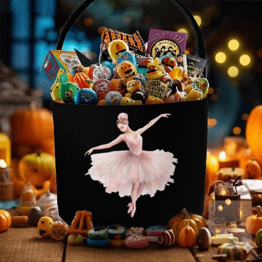 Beautiful Ballerina Girl Dancing Ballet Watercolor Fabric Baskets