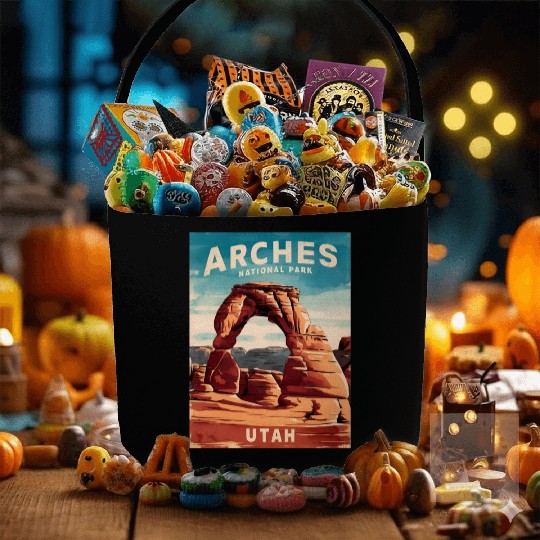 Vintage Travel Arches National Park Utah Landscape Fabric Baskets