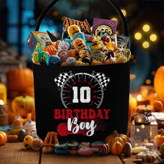 Race Car 10th Birthday Boy Party Pit Crew Fabric Baskets
