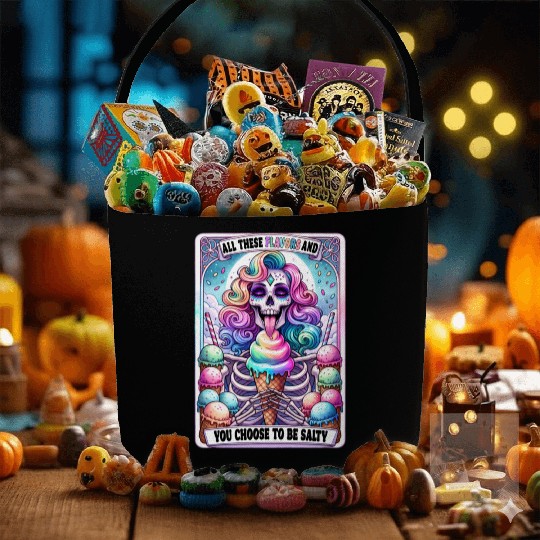 Funny Skeleton Salty Tarot Card, Funny Tarot Card Fabric Baskets