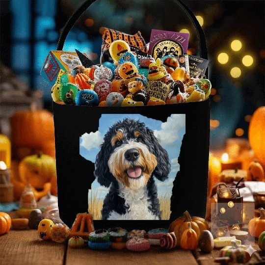 Bernedoodle Field Nature Bernedoodle Watercolor Fabric Baskets