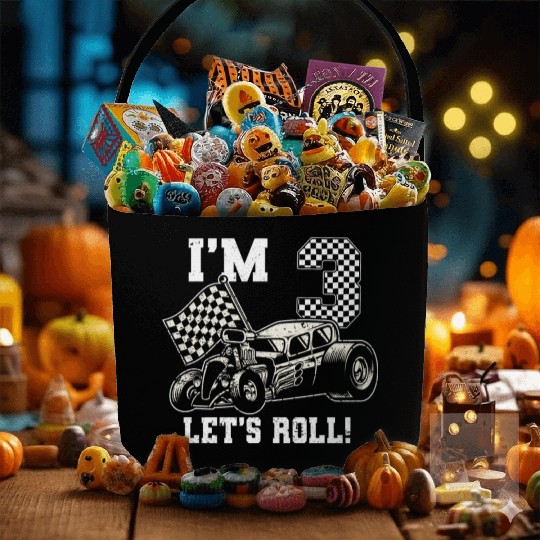 Race Car 3rd Birthday Boy 3 Three Toddler Racing Fabric Baskets