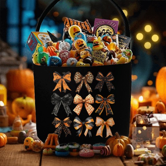 Coquette Halloween Bow Girly Spooky Season Hallowe Fabric Baskets