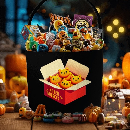 Kitten Nuggets Food Pun Cat Lover Gift Chicken Nug Fabric Baskets