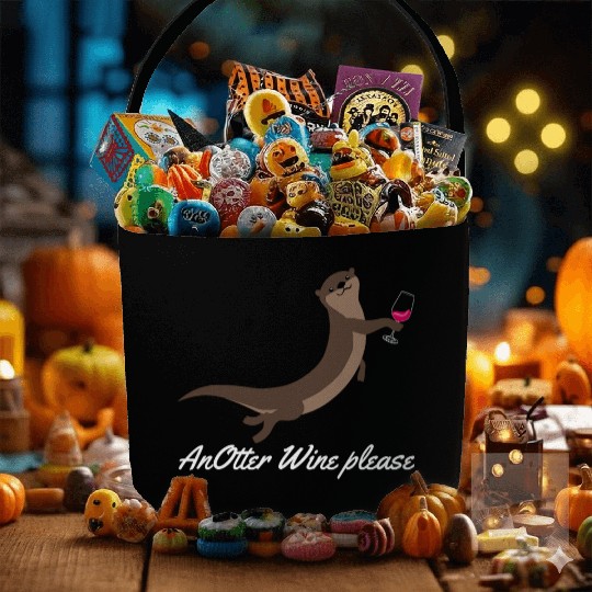 Otter with Wine Otters Fabric Baskets