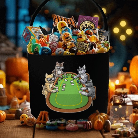 Poker Cats for Cat Lovers and Poker Players Fabric Baskets