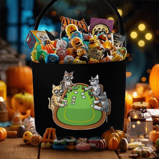 Poker Cats for Cat Lovers and Poker Players Fabric Baskets