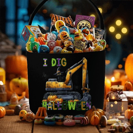 Construction Halloween Toddler I Dig Halloween Exc Fabric Baskets