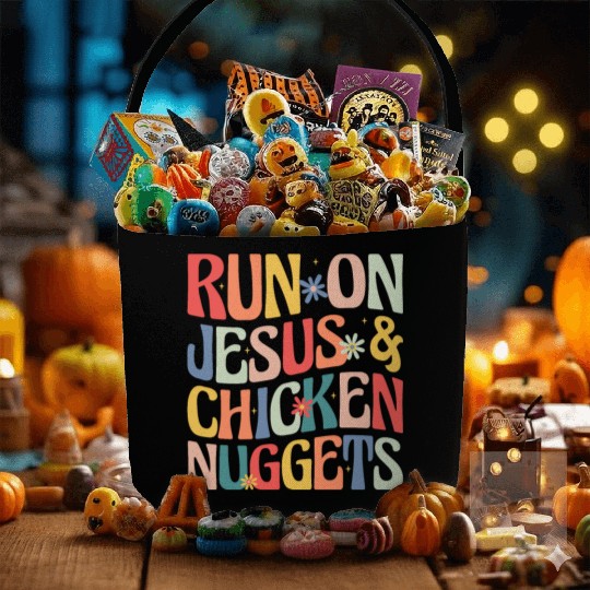 Run on Jesus and Chicken Nuggets Fabric Baskets