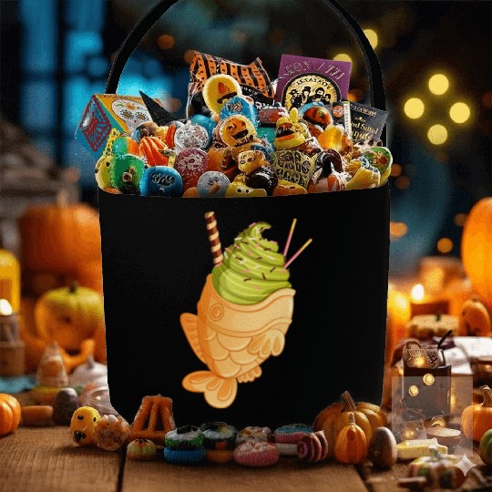 Matcha Taiyaki Ice Cream with Pocky & Wafer Roll Fabric Baskets