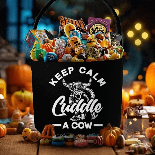 Keep Calm Cuddle A Highland Cow Fabric Baskets