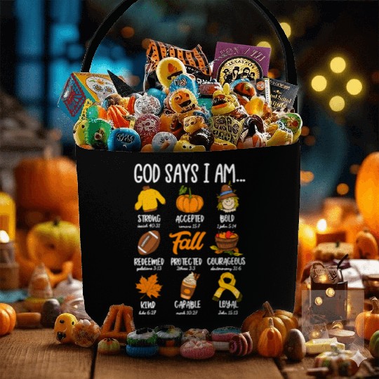 God Says I Am Fall Vibes Autumn Christian Fabric Baskets