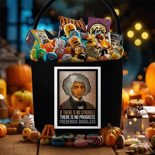 Frederick Douglass illustrated portrait and quote Fabric Baskets