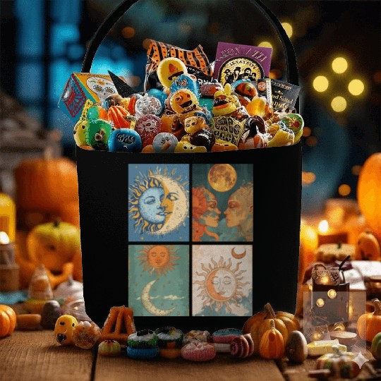 Moon and Sun Tarot Card Designed Look Fabric Baskets