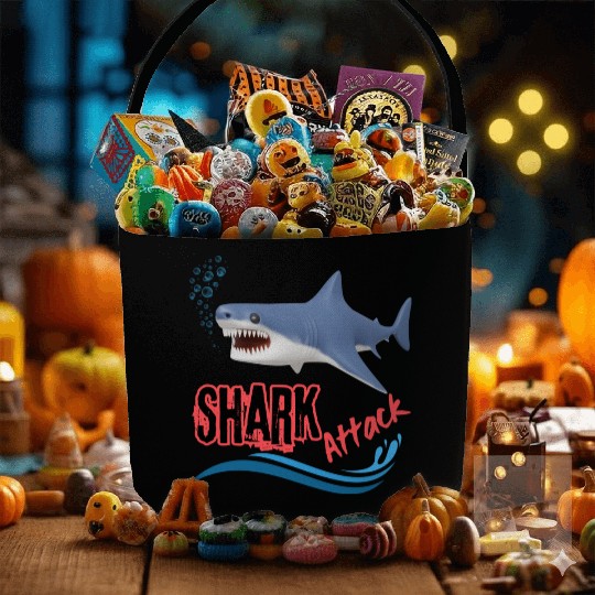 A different unique colorful shark attack design Fabric Baskets