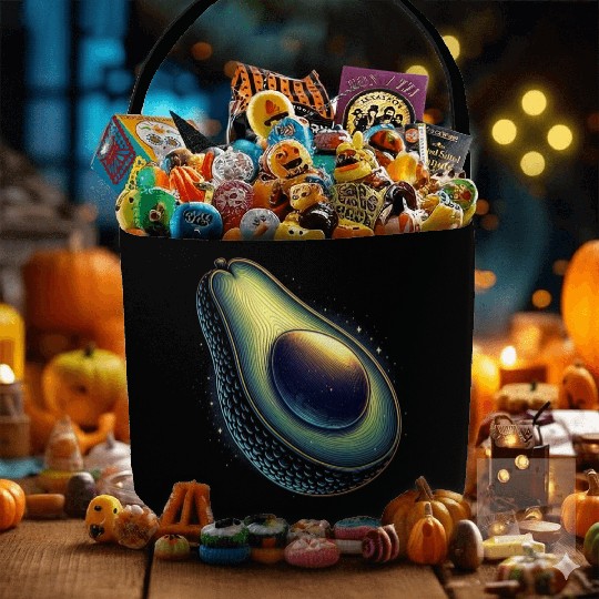 Avocado food art vegan design 4 Fabric Baskets