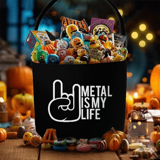 Heavy Metal Is My Life Hard Rock Music Text Quote Fabric Baskets