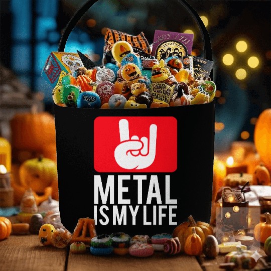 Heavy Metal Is My Life Hard Rock Music Text Quote Fabric Baskets