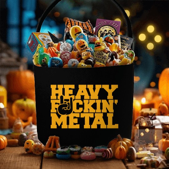 Heavy F#ckin' Metal Hard Rock Fun Music Text Quote Fabric Baskets