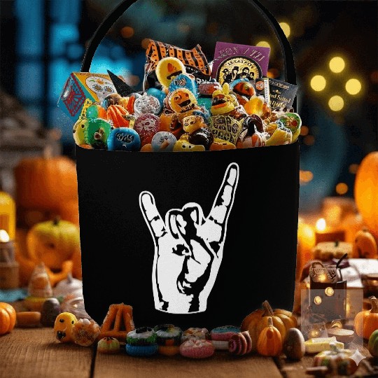 Heavy Metal Fun Hard Rock Music Horns Hand Gesture Fabric Baskets