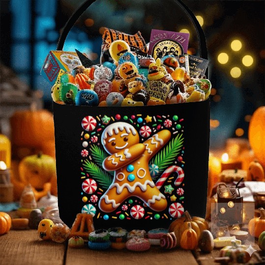 Dabbing Gingerbread Cookie Christmas Fun Fabric Baskets