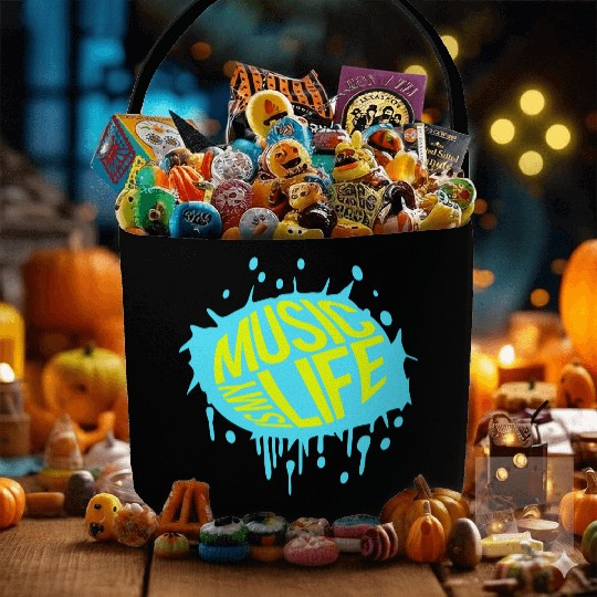 Music is my Life Love Saying Graffiti Spray Drops Fabric Baskets