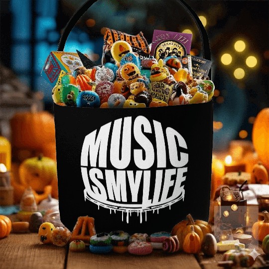 Music is my Life Love Saying Graffiti Spray Drops Fabric Baskets