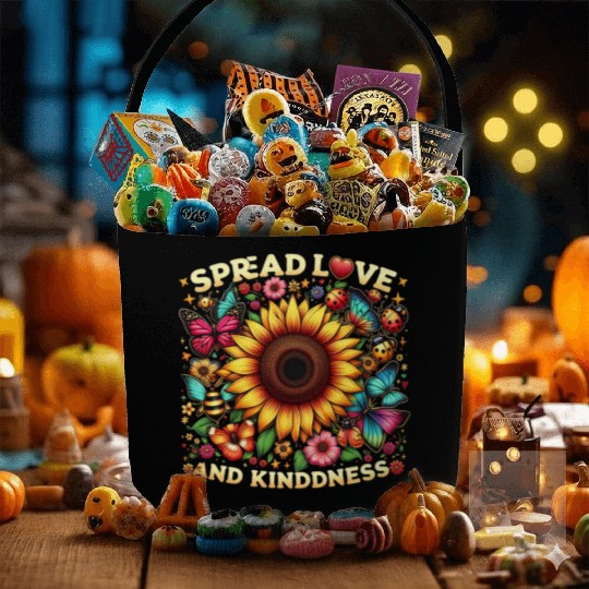 Spread Love & Kindness Sunflower Design Fabric Baskets