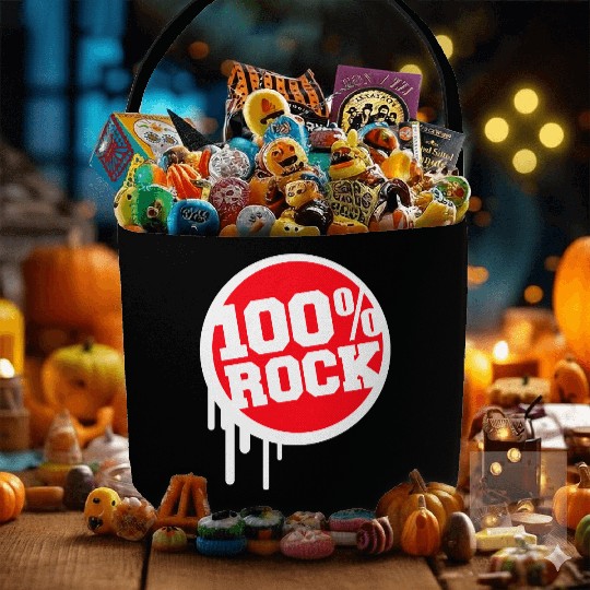 100 % Percent Rock Music Graffiti Drops Text Stamp Fabric Baskets