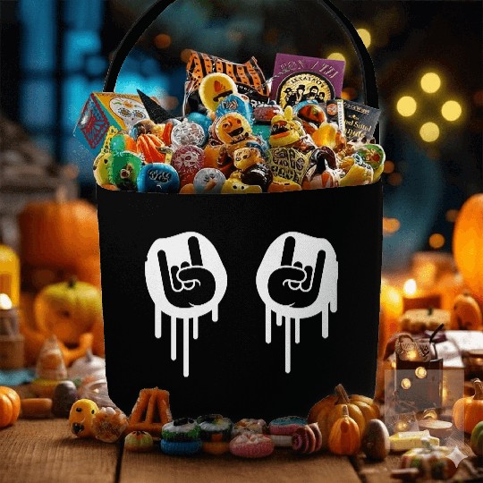 Heavy metal graffiti drop horn finger hand gesture Fabric Baskets