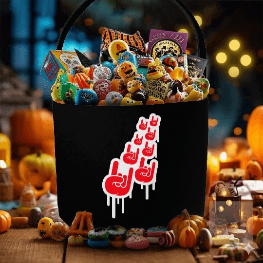 Heavy metal graffiti drop horn finger hand gesture Fabric Baskets