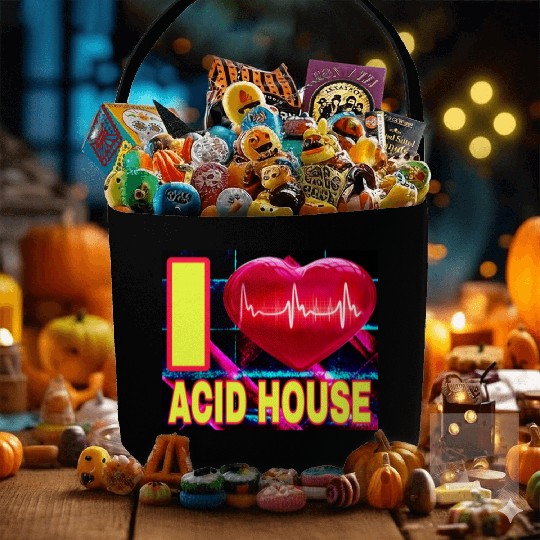 I LOVE ACID HOUSE YELLOW FONTS Fabric Baskets