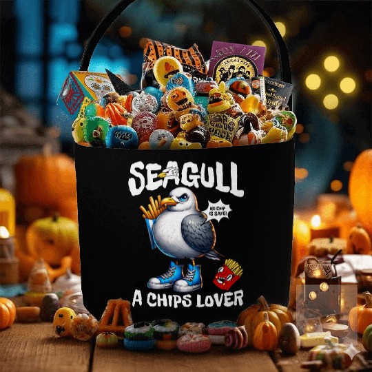 Seagull The Potato Chips Lover Funny Sea Bird Fabric Baskets