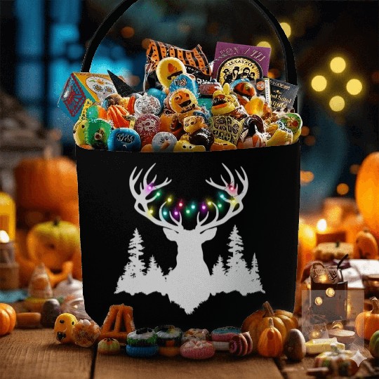 Christmas deer with christmas lights Fabric Baskets