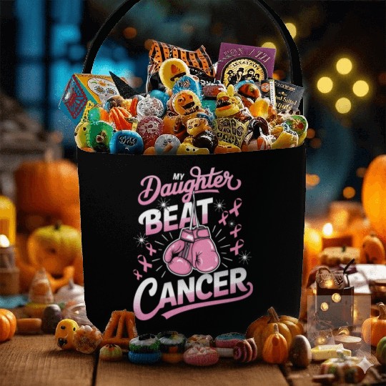 My Daughter Beat Cancer Breast Cancer Awareness Fabric Baskets