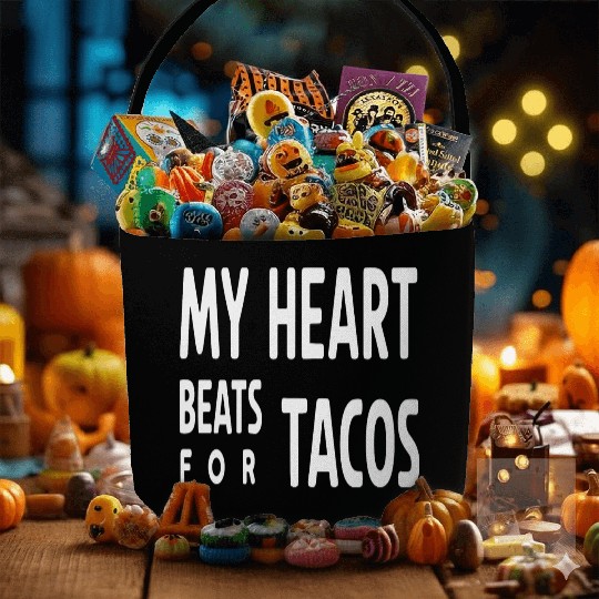 My Heart Beats for Tacos Funny Food Lover Fabric Baskets