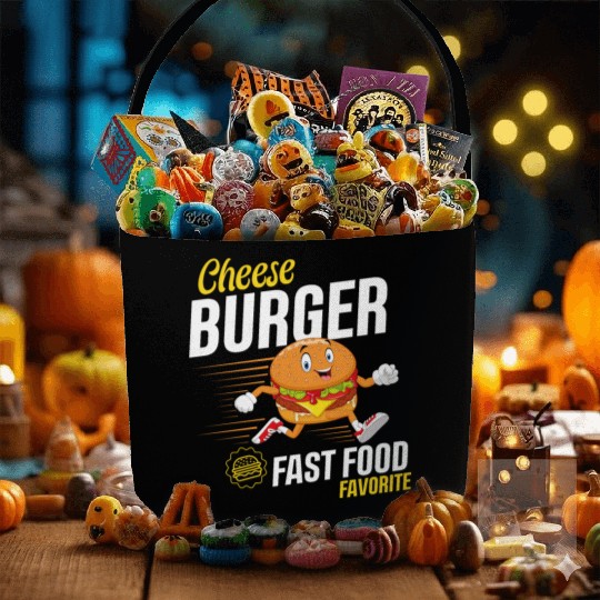 Running Hamburger Cheese Burger Fast Food Favorite Fabric Baskets