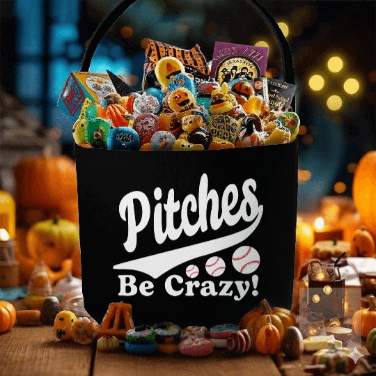 Pitches Be Crazy Funny Saying Baseball Fabric Baskets