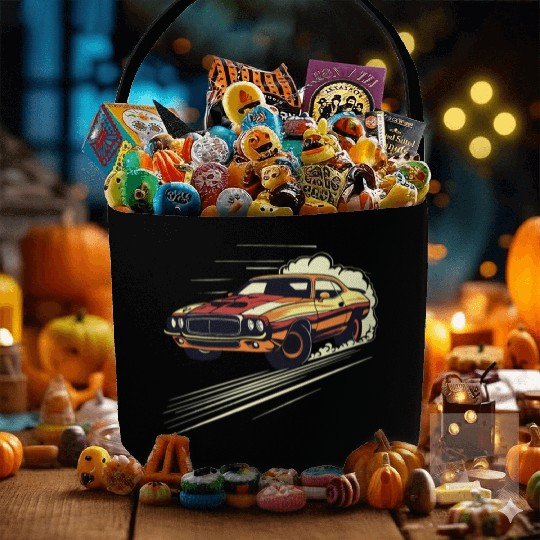 Classic Muscle Car in Action Fabric Baskets
