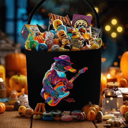 Platypus Mammal Guitar Cowboy Hat Popart Fabric Baskets