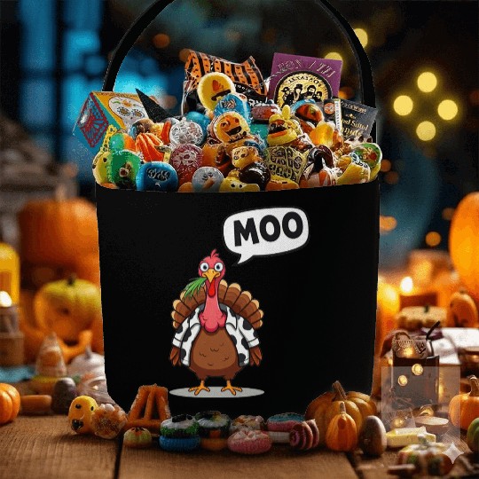 turkey moo funny thanksgiving Fabric Baskets