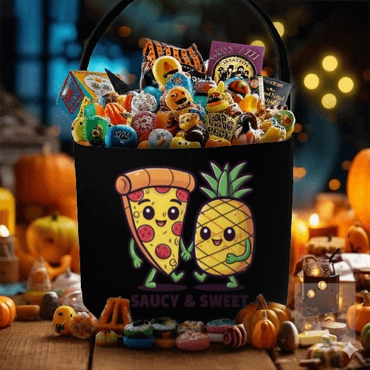 Funny Cute Kawaii Pizza Pineapple Friends Saucy Fabric Baskets