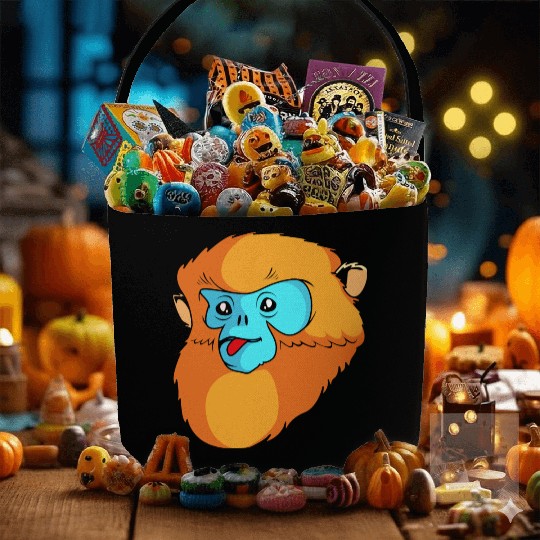 Cute Monkey Face Golden Snub Nosed Monkey Lover Fabric Baskets