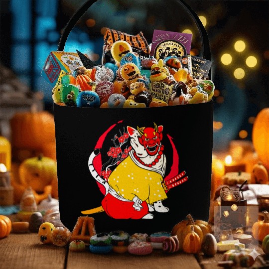 Kanji Japan Katana Oni Ninja Cat Samurai Fabric Baskets