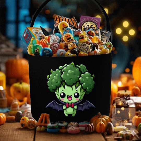 Cute Halloween Broccoli Vampire Cartoon Fabric Baskets
