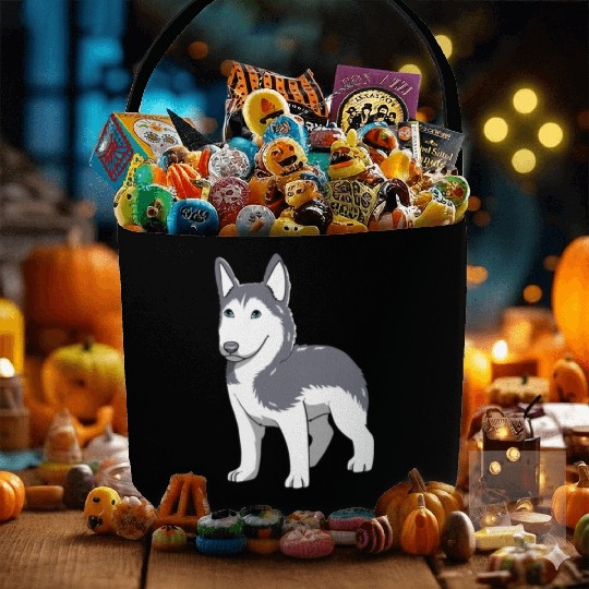 Dog Lover Cute Siberian Husky Puppy Fabric Baskets