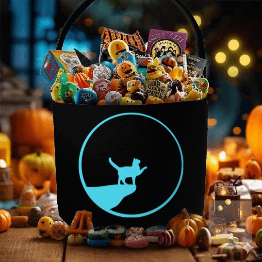 Cat Moon Cliff At Night Werewolf Round Howling Fun Fabric Baskets